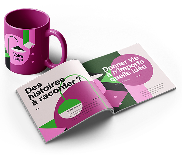 exemple de brochure et de mug imprim&eacute;s sur devis